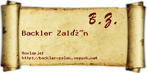 Backler Zalán névjegykártya