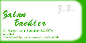 zalan backler business card